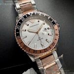 [星晴錶業]ARMANI手錶,42mm,AR00077銀白色錶面玫瑰金錶殼金銀相間精鋼錶帶款, , large