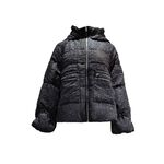 TOORDER黑色質感紋理壓紋連帽羽絨外套, , large