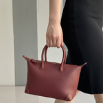 SPRING-時尚經典真皮頭層牛皮荔枝紋肩背包 牛皮通勤手提包-多色(4-32034-00), 黑色, large