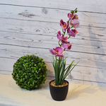 【YU Living】人造大蘭花盆 仿真蘭花盆栽 高37cm-紫色, , large