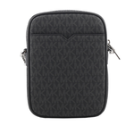 Michael Kors 銀字滿版塗層帆布拉鍊中款直式斜背包/黑色, , large