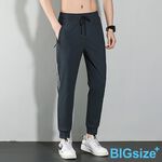 大尺碼-印花 排汗 束口 冰絲長褲-黑/深灰-0204196, , large