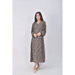 (S) earth music ecology碎花質感V領棕色洋裝二手衣, , large