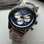 [星晴錶業]BOSS手錶,44mm,HB1513630寶藍色錶面銀錶殼銀色精鋼錶帶款, , large