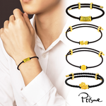 【Prisme Gold】黃金手鍊 送禮男生 999純金墜飾皮手環 多款選 (金重：約0.08錢&plusmn;0.03), , large