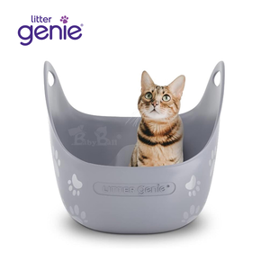 【倆寶貝精品館】Litter Genie 360°主子貓砂籃/高邊加大型貓砂盆-灰色 (內已含專用砂鏟*1個)