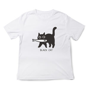 JZ TEE Black Cat - Fish in Mouth Graphic Tee