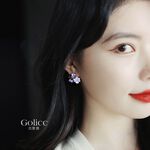 【Gulicc】古莉可 耳環 紫色夢幻 貓眼耳釘, , large