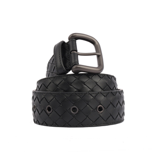 BOTTEGA VENETA 牛皮編織皮帶80cm/34"寬4cm/黑色