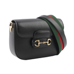GUCCI Horsebit 1955 迷你皮革馬鞍包/黑色, , large