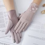 【現貨】貝柔防曬手套 觸控 抗UV 透氣 止滑 時尚小花款 淺灰 粉紫 米色 黑色, , large