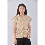 (S) 質感棉質背心杏色外套二手衣, , large