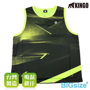 KINGO-大尺碼-男款 排汗 背心-黃-413602