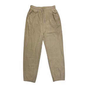 條紋絨休閒縮口褲-卡其M