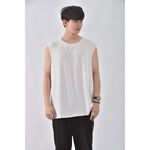 (XL) 【范姜彥豐私服】decathlon男裝運動棉質無袖背心白色上衣二手衣, , large
