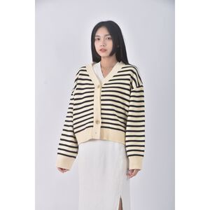 (XL) and como條紋白色外套二手衣
