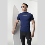 Monina Taiwan-made short-sleeved sun protection stand-up collar half-length jellyfish jacket unisex style snorkeling essential blue, , large