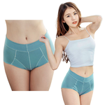 【NEONER銀離子】天絲棉親膚緊腹摺邊高腰抗菌內褲-藍綠色, , large