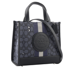 COACH Dempsey Tote 22 緹花拼皮革二用托特包/單寧藍/午夜藍, , large