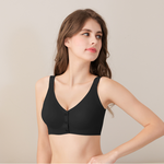 【伊柔 EVEROY】 裸肌無感無鋼圈前扣哺乳內衣 M-3XL(EQ)｜無痕包覆.加大尺碼 W031-63 百搭黑, , large