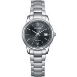CITIZEN 星辰 光動能簡約女錶-銀x黑 EW2318-73E, , large
