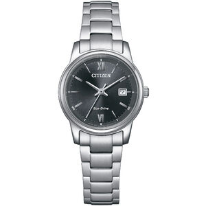 CITIZEN 星辰 光動能簡約女錶-銀x黑 EW2318-73E