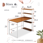 【Hampton 漢汀堡】萊特實木層架書桌柚木色-120cm-白腳, , large