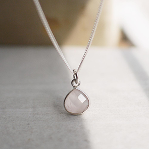 Simple Rose Quartz Sterling Silver Necklace