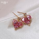 【Gulicc 】古莉可 耳環 粉色愛心 碎鑽耳環, , large