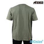 KINGO-大尺碼-男款 拚色圓領T恤-軍綠-413103, , large