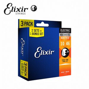 Elixir 16542 Nanoweb 薄包覆 電吉他套弦三包裝 10-46【敦煌樂器】