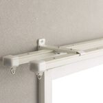 Double Track Wood Grain Extendable Curtain Rail – Japan Made | DIY Curtain Rod | Ceiling Mount | Fits Curtain Boxes | 1.1-2.0M Beech Wood Grain, , large