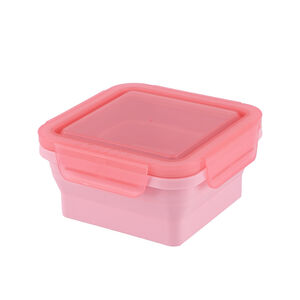 HOUSUXI 正方形矽膠折折盒500ml-櫻粉色