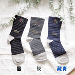 [Kaimei Cotton Industry] 6 pairs set, random and excellent, MIT made in Taiwan, antibacterial and deodorizing bamboo charcoal wide-mouth health socks, striped style, , large