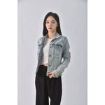 (S) bershka丹寧牛仔排扣藍色外套二手衣, , large