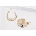 COACH CC Logo 琺瑯及玻璃水鑽環狀耳環(金色/白色), , large