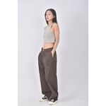 (L) uniqlo高腰丹寧牛仔質感棉質純棉棕色長褲二手衣, , large