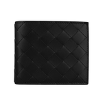 BOTTEGA VENETA 小牛皮編織對開零錢袋短夾/黑色, , large