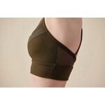 YOGA FLOW Venus Bra - 性感撞色網紗短版上衣 - 深茶綠 Jungle Green, , large