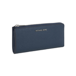 Michael Kors 銀字Logo 防刮皮革L型拉鍊長夾(海軍藍), , large