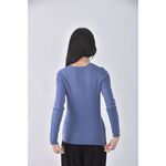 (S) 23区 Vingt trois arrondissements質感羊毛V領藍色長袖上衣二手衣, , large