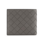 BOTTEGA VENETA 新款小牛皮編織對開8卡短夾/水泥灰, , large