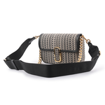 MARC JACOBS THE MONOGRAM J MARC 滿版標誌翻蓋二用包/黑色/深米色, , large