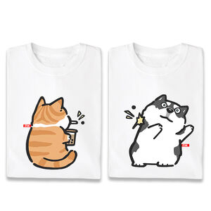 JZ TEE Husky & Cat - Boba Attack Graphic Tee