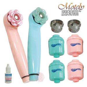 [春佰億]日本除氯健康沐浴組(8SM*2+日本除氯器*4+贈轉接銅牙*2+測試液)百變節水花灑蓮蓬頭 加壓式省水蓮蓬頭 除氯淨水器