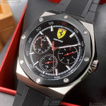 [星晴錶業]FERRARI手錶,42mm,FE00043黑色錶面銀錶殼深黑色矽膠錶帶款, , large
