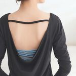 YOGA FLOW Soft(L)Sleeve - 後背優雅垂墜罩衫 - 烏漆黑 Black, , large