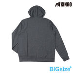 KINGO-大尺碼-男款 連帽彈性棉外套-丈青/深麻灰-K43502, , large