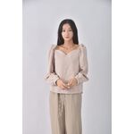 (S) double coco j韓牌低胸杏色長袖上衣二手衣, , large