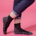 Footer流線型氣墊減壓科技襪, 黑色-L, large